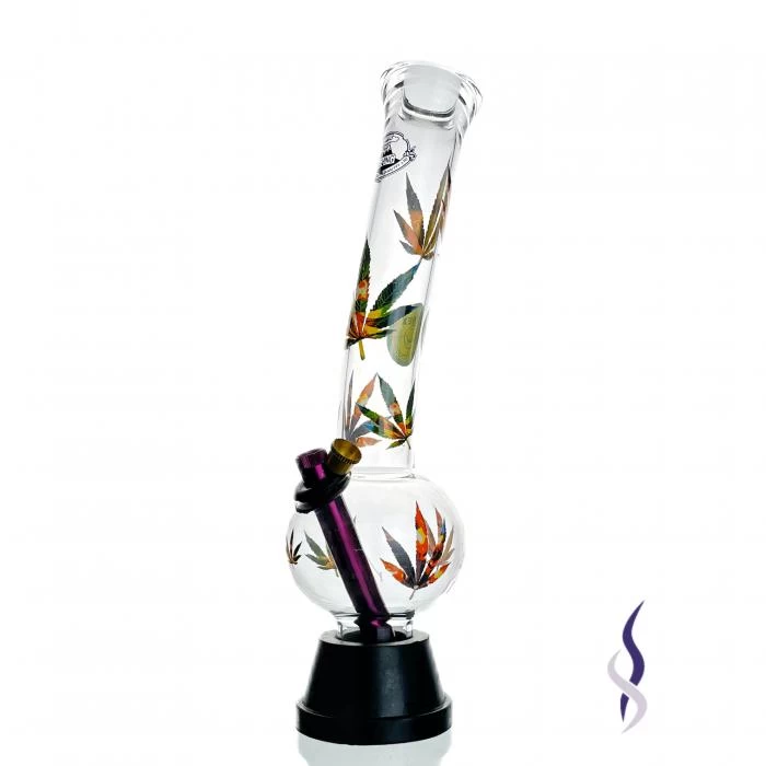 Agung Coloured Leaf Glass Bong 32cm 1 Agung Coloured Leaf Glass Bong 32cm
