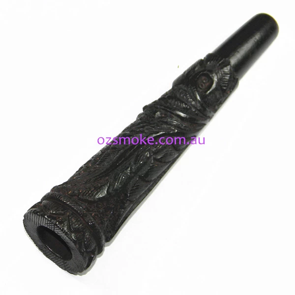 Chillum Agung 1658 Carved Ebony Wooden Pipe 15cm 1 Chillum Agung 1658 Carved Ebony Wooden Pipe 15cm
