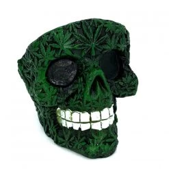 Resin Green Weed Skull Ashtray -Hookah Equipment Store AT04 Resin Weed Skull Ashtrays Green 2