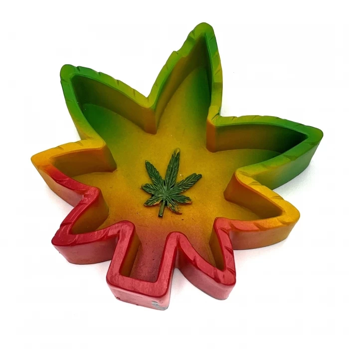 Rasta Hemp Leaf Resin Ashtray 2 Rasta Hemp Leaf Resin Ashtray - Image 2