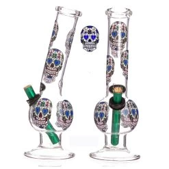 MWP Medium Bent Bubble Candy Skull Glass Bong 28cm