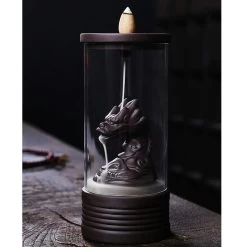Clay Chinese Dragon Decor Backflow Incense Burner