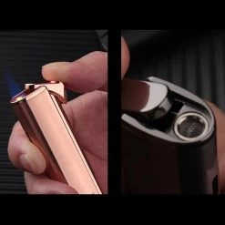 JOBON Windproof Hidden Flame Jet Lighter Rose Gold -Hookah Equipment Store Gla17 jobon wind proof eletronical ignition refillable gas lighter fire vent 1