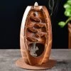 Handcrafted Waterfall Ceramic Incense Burner Brown