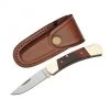 Rite Edge Pakkawood Handle With Leather Pouch Folding Knife