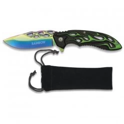 Albainox Rainbow Aluminium Handle Folding Knife Green