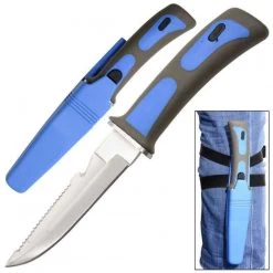 Blue Scuba Rubber Handle Knife