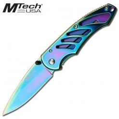 Mtech Rainbow Handle With Titanium Oxide Coated Knife 9cm