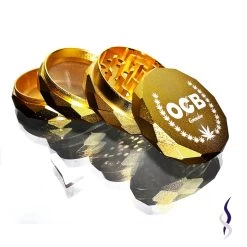 OCB Laser Cut Golden Metal Large Grinder 4 Pieces