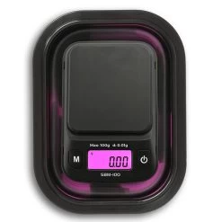 On Balance Mini Scales Pink Black Silicone Collapsible Bowl 0.01g_100g -Hookah Equipment Store On Balance SBM 100 Pink Black Mini Silicone Bowl Scales 100g 0.01g