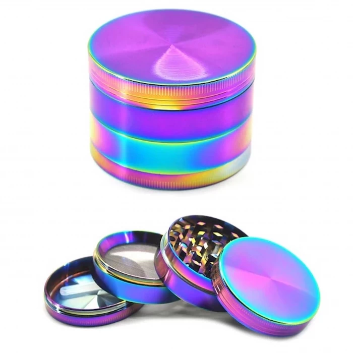 Rainbow 4 Pieces Zinc Alloy Herb Grinder D40mm 1 Rainbow 4 Pieces Zinc Alloy Herb Grinder D40mm