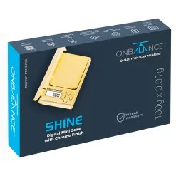 On Balance SHINE CHROME Gold DIGITAL MINI SCALE 100g_0.01g -Hookah Equipment Store SH 100 GO box