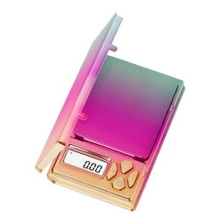 On Balance SHINE CHROME Rainbow DIGITAL MINI SCALE 100g_0.01g -Hookah Equipment Store SH 100 RBOW open 300dpi 1800x1440