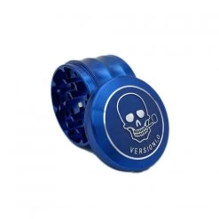 VERSIONI.O Aluminium Alloy Herb Grinder Skull 4 Layers 63mm Blue