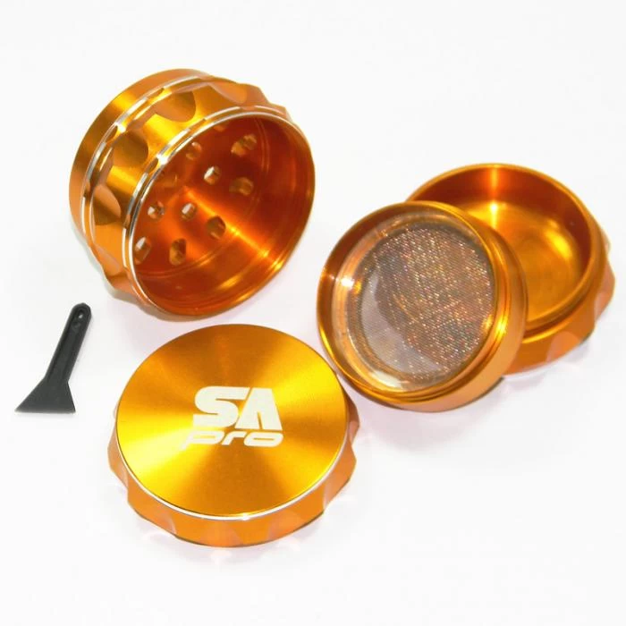 Stone Age Pro 4Piece Laser Cut Aluminium Grinder Gold 2 Stone Age Pro 4Piece Laser Cut Aluminium Grinder Gold - Image 2