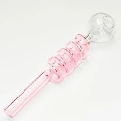 Pink Swirl Curly Sweet Puff Curved Glass Pipe 13cm