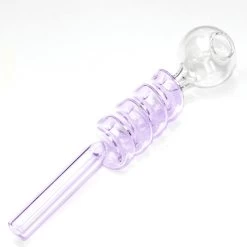 Purple Swirl Curly Sweet Puff Curved Glass Pipe 13cm