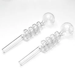 Clear Swirl Curly Sweet Puff Curved Glass Pipe 13cm Twin Pack