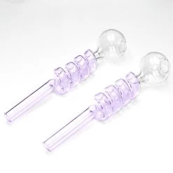 Purple Swirl Curly Sweet Puff Curved Glass Pipe 13cm Twin Pack