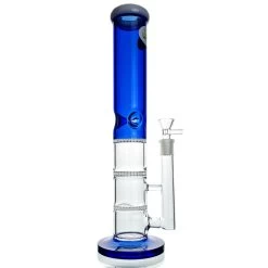 WEGE 3Layer Percolator Ice Catcher Vertical Full Glass Bong Blue 35cm