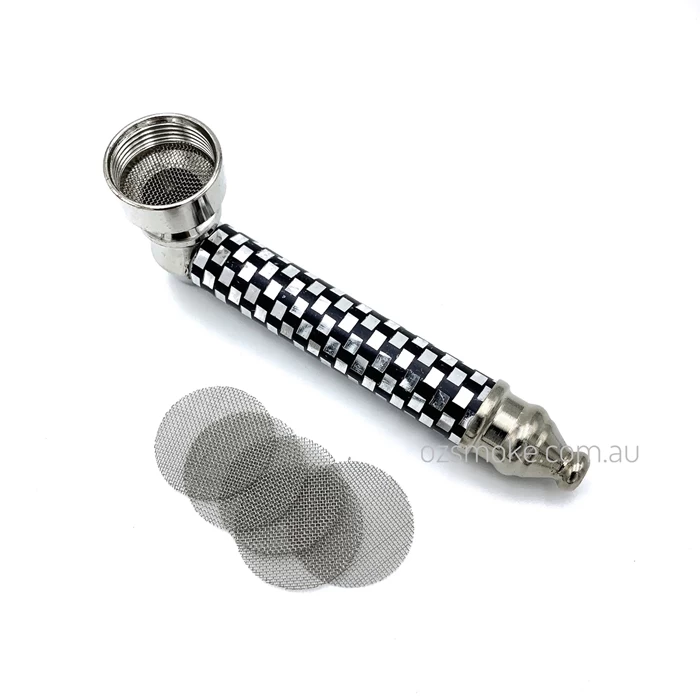 Chrome Coated Zinc Alloy Dry Pipe Black With 5 Mesh Screens 1 Chrome Coated Zinc Alloy Dry Pipe Black With 5 Mesh Screens