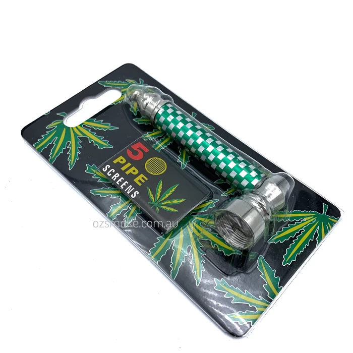 Chrome Coated Zinc Alloy Dry Pipe Green With 5 Mesh Screens 2 Chrome Coated Zinc Alloy Dry Pipe Green With 5 Mesh Screens - Image 2