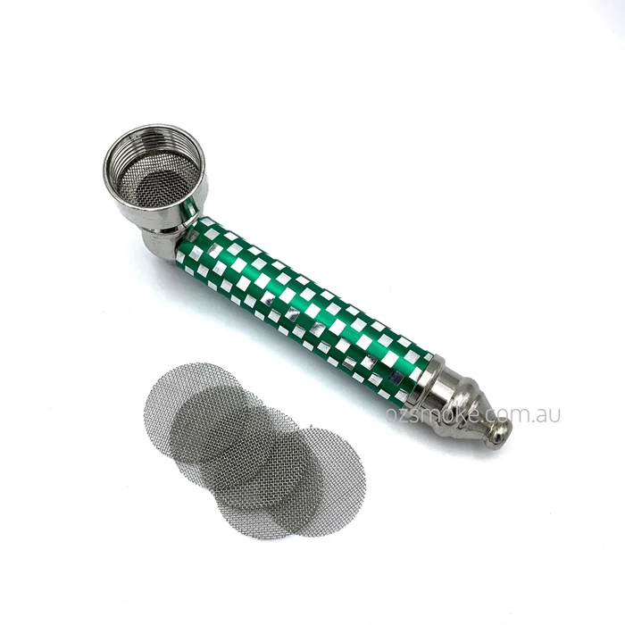 Chrome Coated Zinc Alloy Dry Pipe Green With 5 Mesh Screens 1 Chrome Coated Zinc Alloy Dry Pipe Green With 5 Mesh Screens