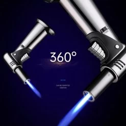 Jobon GLA24 Multi Purpose Professional Jet Burner Torch Lighter Silver -Hookah Equipment Store gla24 jobon large standing jet torch lighter 360 2