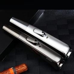 Jobon Rifle Shape Extra Long Jet Lighter GLA26 Silver 20cm -Hookah Equipment Store gla26 jobon gift lighter twin 1