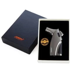 Jobon Triple Flames Impressive Metal Jet Lighter Gift Box Bronze -Hookah Equipment Store gla35 jobon triple flame jet lighter gift box gun metal box 1