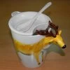 Hand Paint 3D Coffee Tea Mug Deer With Lid Spoon