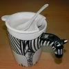 Hand Paint 3D Coffee Tea Mug Zebra With Lid Spoon