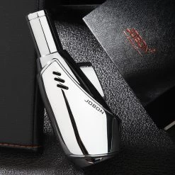 Jobon Vertical Egg Shape Jet Lighter Gift Box Silver