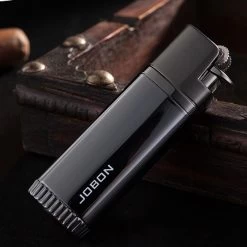Jobon Flint Lit Twin Flames Gift Jet Lighter Black