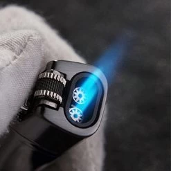 Jobon Flint Lit Twin Flames Gift Jet Lighter Blue -Hookah Equipment Store jobon gla31B twin flame2