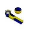 Karmas Silicone Hand Smoking Pipe Yellow Blue Black
