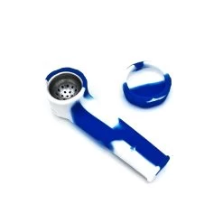 Karmas Silicone Hand Smoking Pipe Blue White