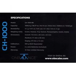 On Balance Champion Scale CH1000 0.1g_1000g 5 On Balance Champion Scale CH1000 0.1g_1000g -Hookah Equipment Store onbalance champion scale 1000g 0.1g back 700