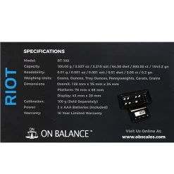 On Balance RIOT Digital Mini Scale RT100 0.01g_100g -Hookah Equipment Store onbalance riot digital mini scale 100g 0.01g back 700