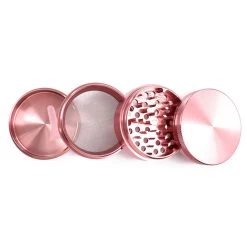 Light Pink Four Layer Aluminum Alloy Herb Spice Grinder -Hookah Equipment Store pink metal cute 4piece grinder 4layers