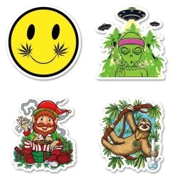Assorted Weed Hemp Stickers 50 Pieces -Hookah Equipment Store quad assorted stickers1