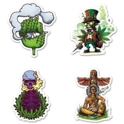 Assorted Weed Hemp Stickers 50 Pieces -Hookah Equipment Store quad assorted stickers10
