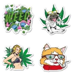 Assorted Weed Hemp Stickers 50 Pieces -Hookah Equipment Store quad assorted stickers3