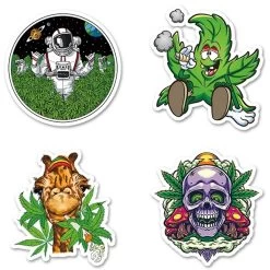 Assorted Weed Hemp Stickers 50 Pieces -Hookah Equipment Store quad assorted stickers4