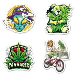 Assorted Weed Hemp Stickers 50 Pieces -Hookah Equipment Store quad assorted stickers5