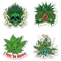 Assorted Weed Hemp Stickers 50 Pieces -Hookah Equipment Store quad assorted stickers6
