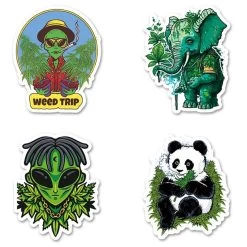 Assorted Weed Hemp Stickers 50 Pieces -Hookah Equipment Store quad assorted stickers7