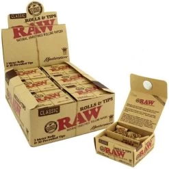 Raw Classic Masterpiece Rolls And Tips Box -Hookah Equipment Store raw masterpiece king size rolls tips prerolled dispay of 12