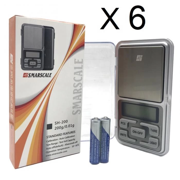 Six Pack SMARSCALE Mini Pocket Digital Scales 0.01g_200g 1 Six Pack SMARSCALE Mini Pocket Digital Scales 0.01g_200g