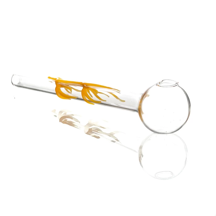 Straight Glass Pipe With Orange Noctilucent Decoration 1 Straight Glass Pipe With Orange Noctilucent Decoration
